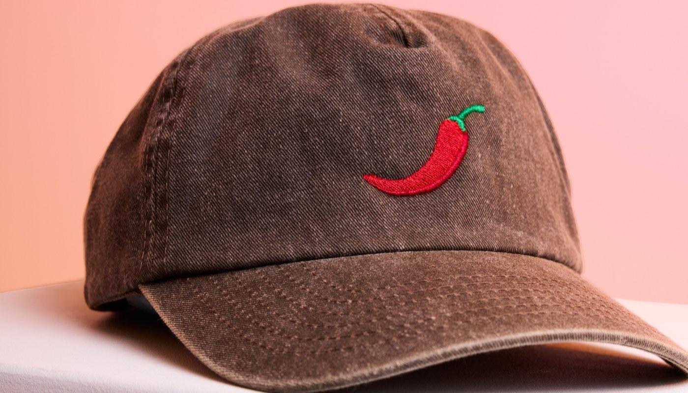 embroidered chili pepper cap
